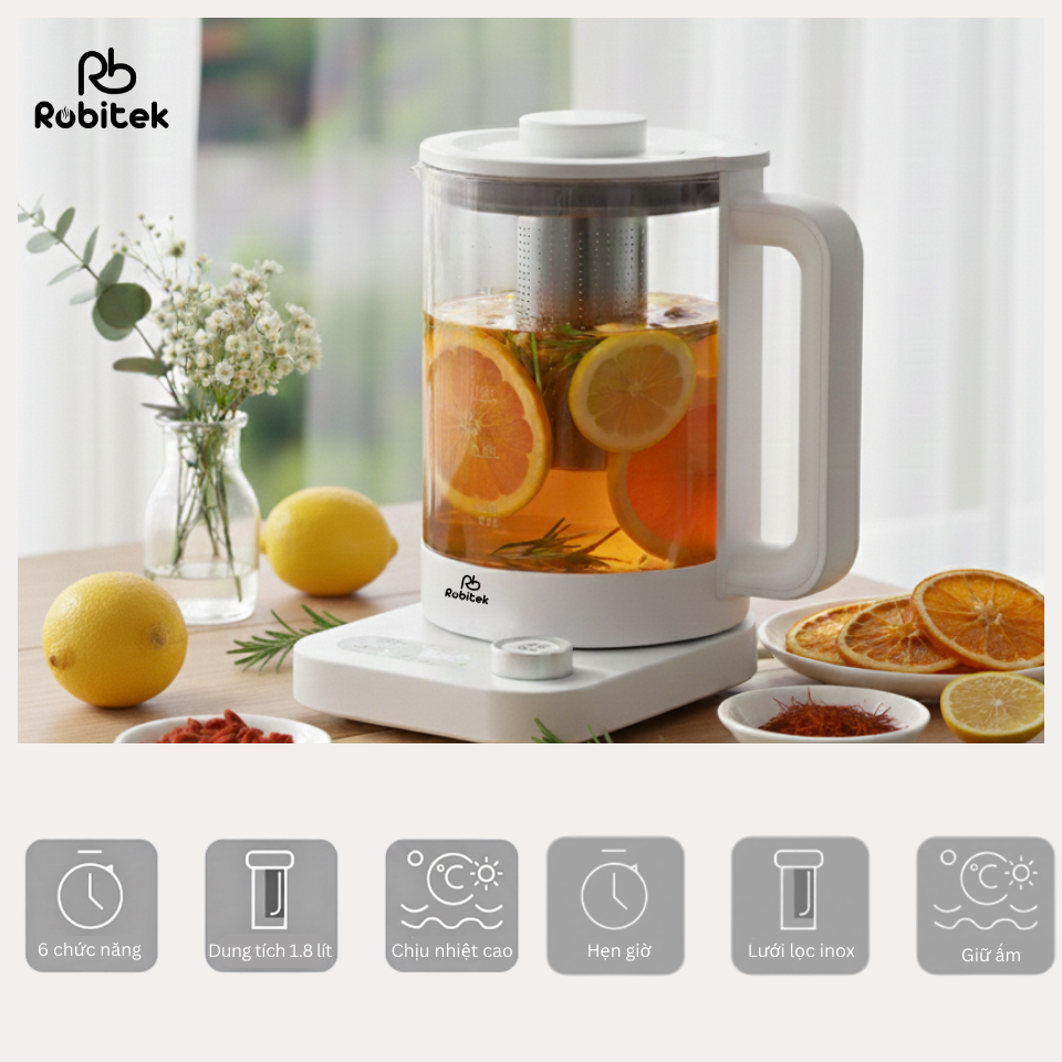 Máy Pha Trà Robitek RB18 - 1.8L – Đa năng&nbsp;